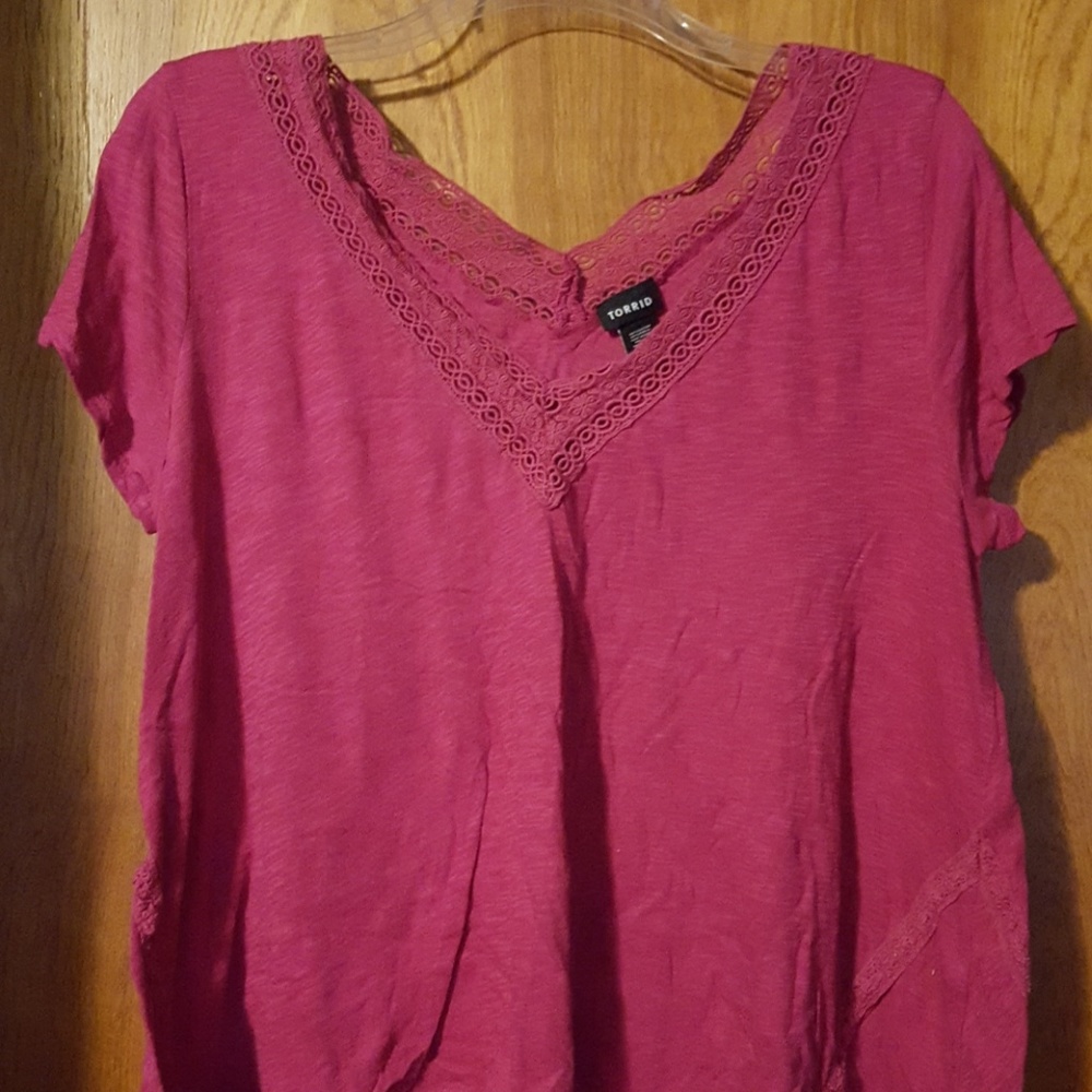 Pink v-neck dress shirt